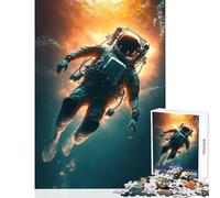 Adults Puzzles 1000 Piece Jigsaws Astronaut in The Ocean Jigsaws for Adults Puzzle Pattern Assembly Challenging To Complete Beautiful Design Game (38x52cm)