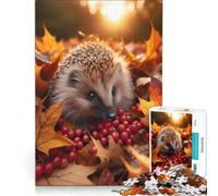 Adults Puzzles 1000 Piece Jigsaws Autumn Forage Hedgehog, Hands-on Game, Fun Activities at Home, Great Gift for Gaming 38x26cm