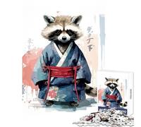 Adults Puzzles 1000 Piece Jigsaws Baby Raccoon Samurai Jigsaws for Adults Puzzle Pattern Assembly Challenging To Complete Beautiful Design Game (38x26cm)