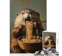 Adults Puzzles 1000 Piece Jigsaws Beaver's Noodle Feast - Hands-on Game Home Decoration Educational Toy Birthday And Unique Gifts (38x52cm)