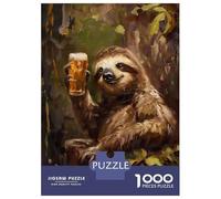 Adults Puzzles 1000 Piece Jigsaws Beer Drinking Sloth Jigsaws for Adults Family Games But Fun And Humorous Birthday And Unique Gifts 52x38cm/1000pcs