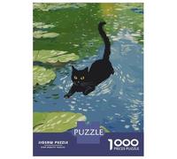 Adults Puzzles 1000 Piece Jigsaws Black Cat Swimming Puzzle for Adults Relaxing Games Enhance Memory Unique Gifts for Birthday And Christmas 70x50cm/1000pcs