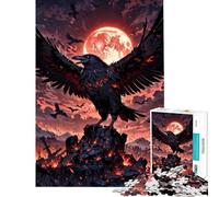 Adults Puzzles 1000 Piece Jigsaws Blood Moon Raven in A Dark Fantasy Landscape Jigsaw 1000 Pieces Anti-Stress Toys Tough Challenge Christmas Birthday Gifts (38x26cm)