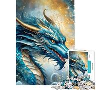 Adults Puzzles 1000 Piece Jigsaws Blue Dragon in Clouds 1000 Jigsaw Puzzle Anti-Stress Toys Birthday Present Brainteaser Family Games (50x75cm)