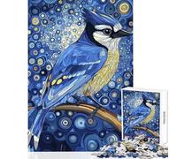 Adults Puzzles 1000 Piece Jigsaws Blue Jay in A Starry Night Hands-on Game Home Decoration Educational Toy Birthday And Unique Gifts (38x52cm)