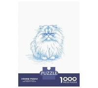 Adults Puzzles 1000 Piece Jigsaws Blue Persian Cat Illustration Puzzle for Adults Relax Games Presents for Women for Is Ideal As A Gift 70x50cm/1000pcs