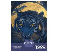Adults Puzzles 1000 Piece Jigsaws Blue Tiger Moonlit Gaze Puzzle for Adults Toy Wall Decor Presents for Women Unique Gifts for Birthday And Christmas 38x26cm/1000pcs