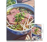 Adults Puzzles 1000 Piece Jigsaws Bowl of Pho with Beef And Herbs Toy Intellectual Game A Work of Art Educational Toy Size 38x52cm