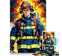 Adults Puzzles 1000 Piece Jigsaws Brave Firefighter Action Fine Cut Design Smart Mind Activity Peace Time Play Xmas Art Display (38x26cm)