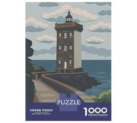 Adults Puzzles 1000 Piece Jigsaws Bretagne Lighthouse Paper Cutout Illustration Jigsaw for Adults Brain Teaser Game But Fun And Humorous Difficult And Challenge 70x50cm/1000pcs