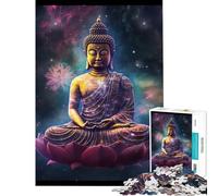 Adults Puzzles 1000 Piece Jigsaws Buddha Lotus Leaf Galaxy Educational Challenge Stress Reliever Anti-Stress Toys for Ages 14 And over (50x75cm)