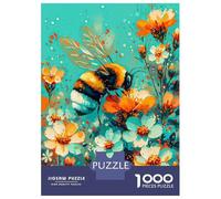 Adults Puzzles 1000 Piece Jigsaws Bumblebee on Flowers Adult Jigsaw Puzzle Relax Games Precision Cutting Difficult And Challenge 52x38cm/1000pcs