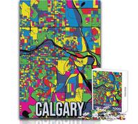 Adults Puzzles 1000 Piece Jigsaws Calgary Canada Pop Art City Map Toy Intellectual Game A Work of Art Educational Toy Size 38x52cm