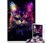 Adults Puzzles 1000 Piece Jigsaws Cat in Trippy Borderlands Educational Toy Gifts Ideas for Educational Game Improving Love between Couples Size 50x75cm