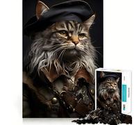 Adults Puzzles 1000 Piece Jigsaws Cat Pirate Portrait Neat Fit Decor Logic Skill Play Casual Fun Time Birthday Game Gift (38x26cm)