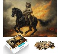 Adults Puzzles 1000 Piece Jigsaws Cat Riding a War Horse Lernspiele Heimdekoration Geburtstagsgeschenk, Geschenke, Wandkunst52x38cm