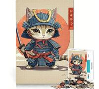Adults Puzzles 1000 Piece Jigsaws Cat Samurai Warrior Japan Fine Cut Design Smart Mind Activity Peace Time Play Xmas Art Display (38x26cm)