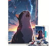 Adults Puzzles 1000 Piece Jigsaws Cat Under A Starry Sky, Hands-on Game, Fun Activities at Home, Great Gift for Gaming 38x26cm