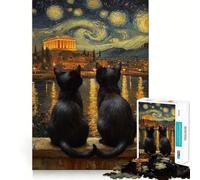 Adults Puzzles 1000 Piece Jigsaws Cats At The Acropolis Fine Cut Design Smart Mind Activity Peace Time Play Xmas Art Display (38x52cm)