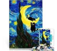 Adults Puzzles 1000 Piece Jigsaws Cats on the Crescent Moon Lernspiele Einzigartige Geburtstags- und Geschenkideen52x38cm