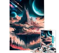 Adults Puzzles 1000 Piece Jigsaws Celestial Castle Realms Jigsaw 1000 Piece Anti-Stress Toys Home Art Decor Educational Family Game (38x26cm)