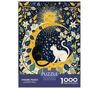 Adults Puzzles 1000 Piece Jigsaws Celestial Cats on Crescent Moon Jigsaw for Adults Family Games Pattern Assembly Difficult And Challenge 70x50cm/1000pcs