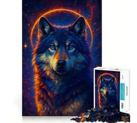 Adults Puzzles 1000 Piece Jigsaws Celestial Wolf Portrait Fine Cut Design Smart Mind Activity Peace Time Play Xmas Art Display (38x52cm)