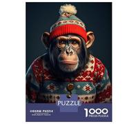 Adults Puzzles 1000 Piece Jigsaws Cheerful Chimpmas Jigsaw Puzzle Anti-Stress Toys A Work of Art Unique Gifts for Birthday And Christmas 52x38cm/1000pcs