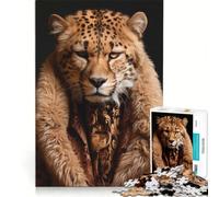 Adults Puzzles 1000 Piece Jigsaws Cheetah And His Furr, Hands-on Game, Fun Activities at Home, Great Gift for Gaming 38x26cm