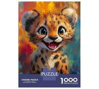 Adults Puzzles 1000 Piece Jigsaws Cheetah Cub Joy Puzzle for Adults Relaxing Games Enhance Memory Unique Gifts for Birthday And Christmas 38x26cm/1000pcs
