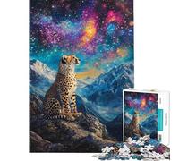 Adults Puzzles 1000 Piece Jigsaws Cheetah in Cosmos Jigsaw Puzzles 1000 Practical Game Great Gifts And Toys Staycation Kill Time (Size 38x52cm)