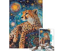 Adults Puzzles 1000 Piece Jigsaws Cheetah in Cosmos Jigsaw Puzzles 1000 Practical Game Great Gifts And Toys Staycation Kill Time (Size 38x52cm)