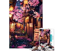 Adults Puzzles 1000 Piece Jigsaws Cherry Blossom Back Alley Puzzles for Adults Anti-Stress Toys Improve Memory for Is Ideal As A Gifts (Size 38x52cm)