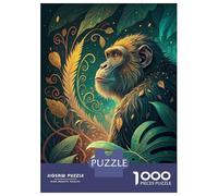 Adults Puzzles 1000 Piece Jigsaws Chimpanzee in Lush Jungle Illustration Jigsaw for Adults Brain Teaser Game But Fun And Humorous Difficult And Challenge 52x38cm/1000pcs