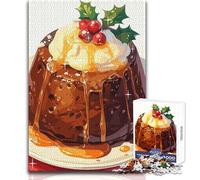 Adults Puzzles 1000 Piece Jigsaws Christmas Pudding with Holly And Berries Peaceful Relaxing Leisure Pursuit Ideal Accurate Cut Play Craft Toy Size 38x26cm