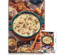 Adults Puzzles 1000 Piece Jigsaws Clam Chowder Feast Toys Educational Games Difficult Hard Gift Birthday Size 38x26cm