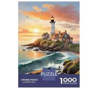 Adults Puzzles 1000 Piece Jigsaws Coastal Lighthouse Sunset Scene-1 Puzzle for Adults Relax Games Presents for Women for Is Ideal As A Gift 38x26cm/1000pcs