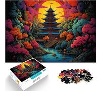 Adults Puzzles 1000 Piece Jigsaws color pagoda educational challenge 26x38cm Stress Reliever Staycation Kill time for 14 year olds