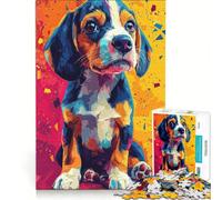 Adults Puzzles 1000 Piece Jigsaws Colorful Beagle Puppy, Educational Games, Challenging To Complete, Unique Birthday And Gifts 38x52cm