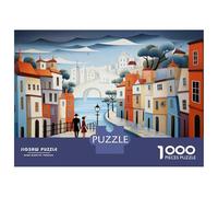 Adults Puzzles 1000 Piece Jigsaws Colorful Canal Townscape Jigsaws for Adults Toy Wall Decor Difficult Challenge Difficult And Challenge 52x38cm/1000pcs