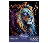 Adults Puzzles 1000 Piece Jigsaws Colorful Lion Wall Art Print Puzzle for Adults Relax Games Presents for Women for Is Ideal As A Gift 38x26cm/1000pcs