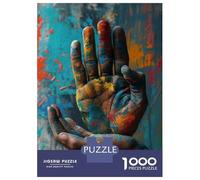 Adults Puzzles 1000 Piece Jigsaws Colorful Painted Hands Puzzle for Adults Relax Games Presents for Women for Is Ideal As A Gift 38x26cm/1000pcs