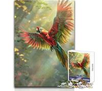 Adults Puzzles 1000 Piece Jigsaws Colorful Parrot in Flight Peaceful Relaxing Leisure Pursuit Ideal Accurate Cut Play Craft Toy Size 38x26cm