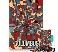 Adults Puzzles 1000 Piece Jigsaws Columbus Ohio City Map Neat Fit Decor Logic Skill Play Casual Fun Time Birthday Game Gift (38x26cm)