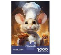 Adults Puzzles 1000 Piece Jigsaws Cooking Mouse Chef Uniform Jigsaws for Adults Toy Wall Decor Difficult Challenge Difficult And Challenge 38x26cm/1000pcs