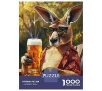 Adults Puzzles 1000 Piece Jigsaws Cool Kangaroo with Beer Puzzle for Adults Toy Wall Decor Presents for Women Unique Gifts for Birthday And Christmas 38x26cm/1000pcs