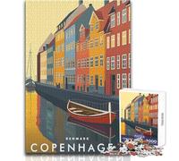 Adults Puzzles 1000 Piece Jigsaws Copenhagen Denmark Toys Educational Games Difficult Hard Gift Birthday Size 38x52cm
