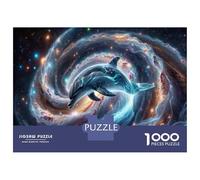 Adults Puzzles 1000 Piece Jigsaws Cosmic Dolphin Art Print Adult Jigsaw Brain Teaser Game But Fun And Humorous for Is Ideal As A Gift 38x26cm/1000pcs