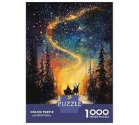 Adults Puzzles 1000 Piece Jigsaws Cosmic Winter Journey Sleigh Ride Under The Celestial Swirl Jigsaw Puzzle Anti-Stress Toys A Work of Art Unique Gifts for Birthday And Christmas 52x38cm/1000pcs