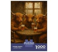 Adults Puzzles 1000 Piece Jigsaws Cows Drinking Beer at A Table Jigsaws for Adults Toy Wall Decor Difficult Challenge Difficult And Challenge 52x38cm/1000pcs